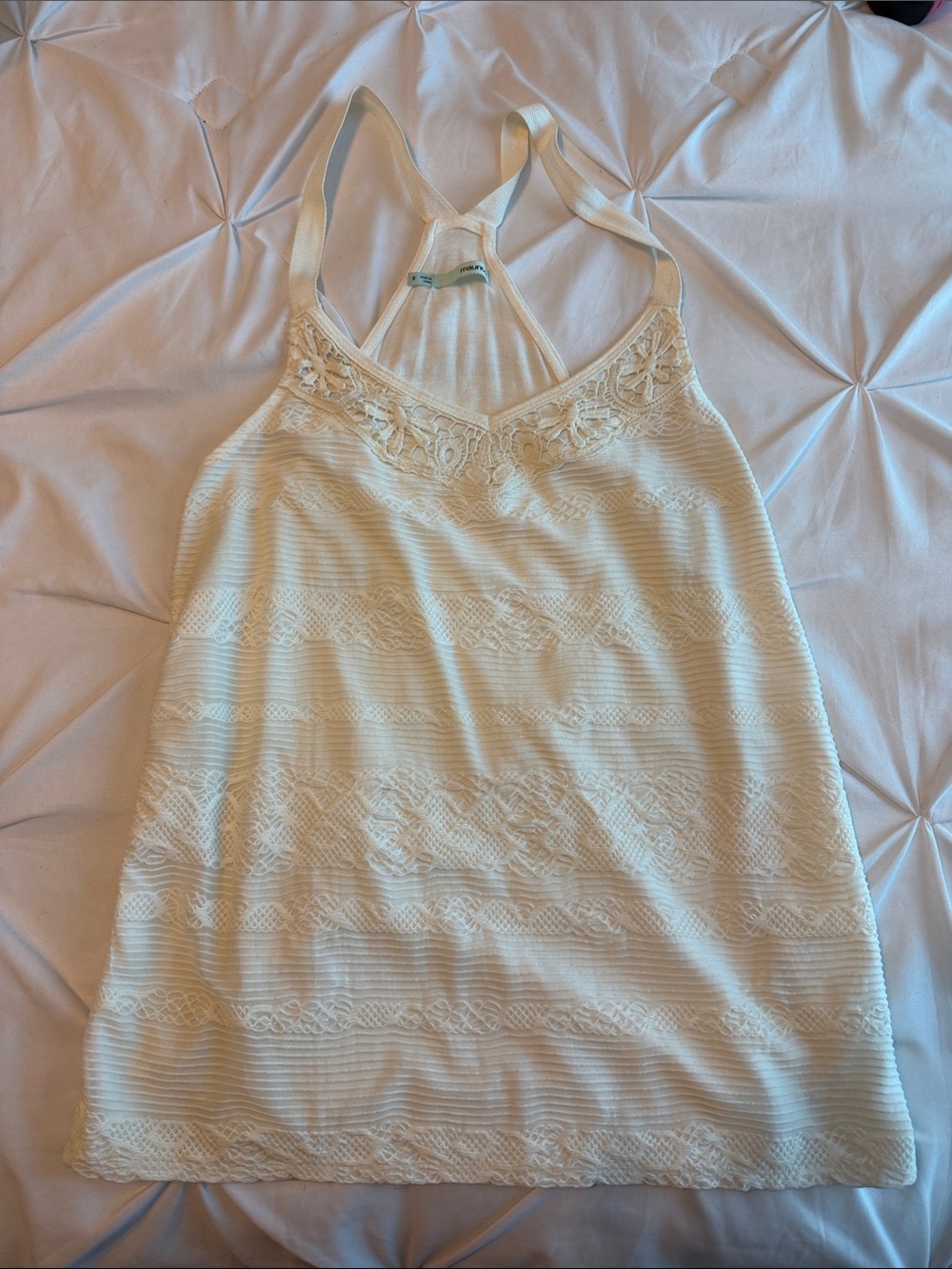 Maurice’s Lace-Trim Cream Racerback Cami Tank Top size M